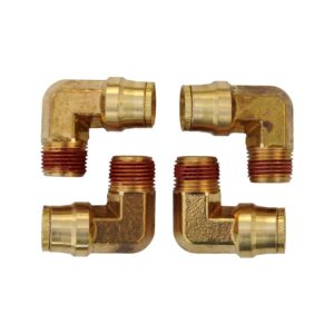 3/8” Brass Push Lock 90 Degree Elbow, DOT Approved, 4 Pack